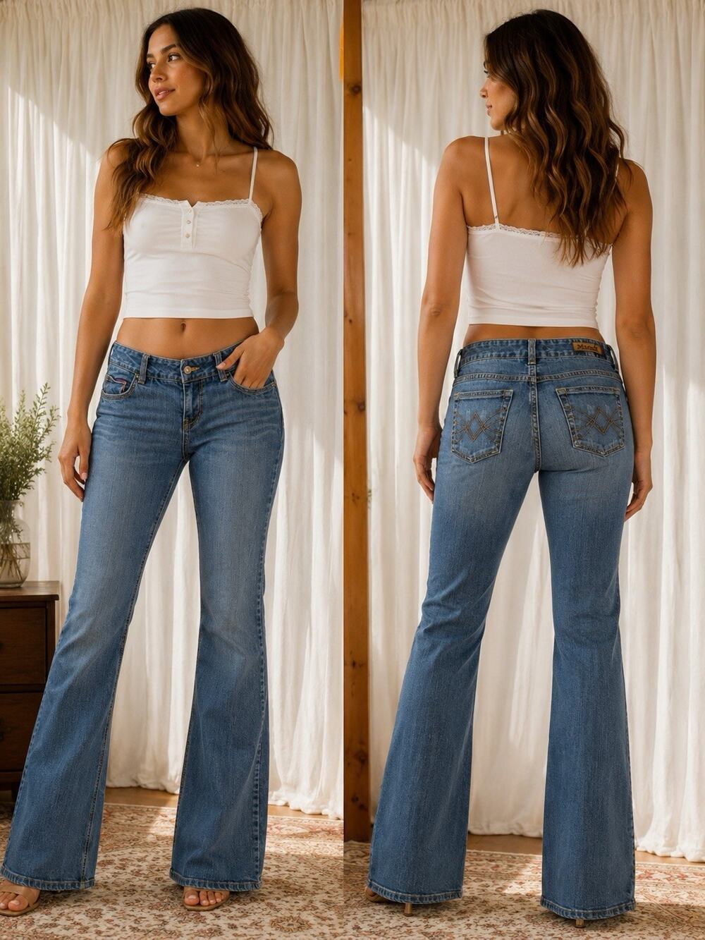 Vintage Y2K Mudd Jeans Low Rise Flare Women’s Size 5 Medium Wash Iconic 2000s